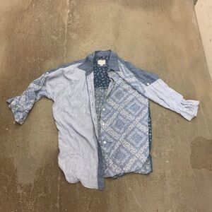 American Eagle Outfitters Floral Denim patchwork button up shirt